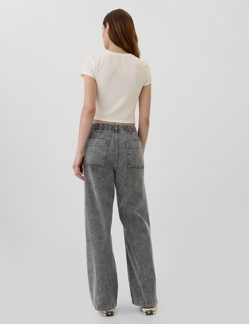 High Rise Wide-Leg Pull-On Jeans