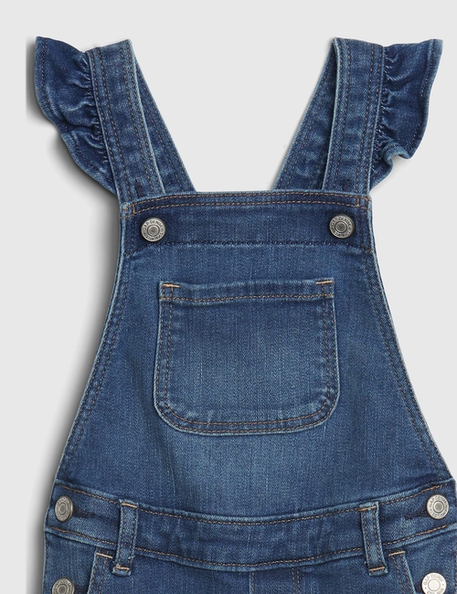 Toddler Denim Ruffle Skinny Overalls with Washwell™