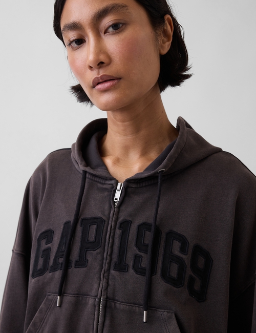 French Terry Oversized 1969 Logo Zip Hoodie