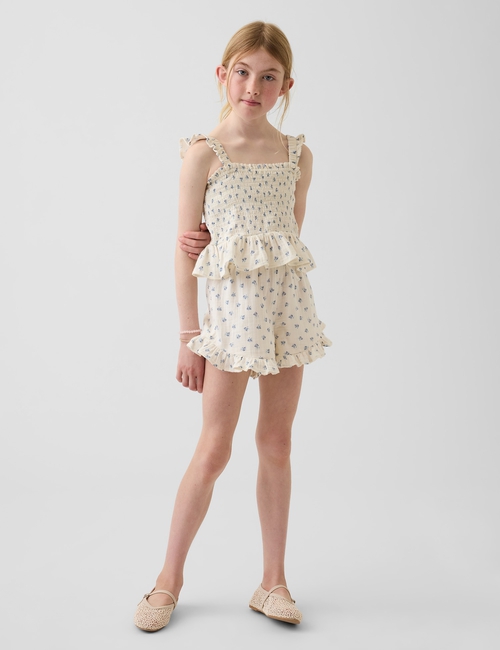 Kids Cotton Gauze Easy Ruffle Shorts