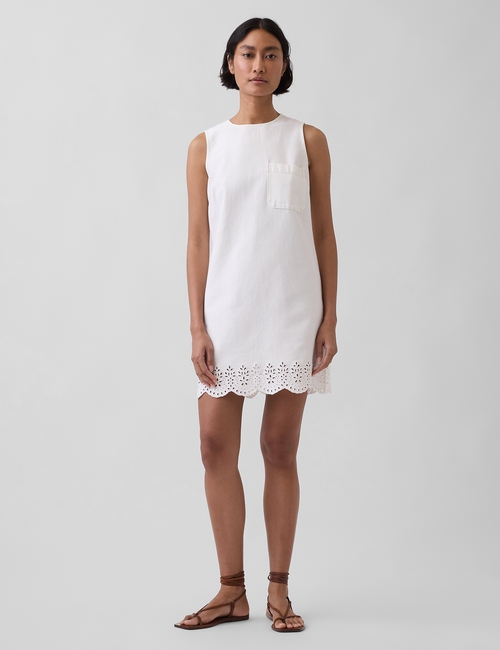 SL EYELET TRIM SHIFT DRESS