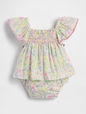 Baby Smocked Flutter-Sleeve Bodysuit Dress
