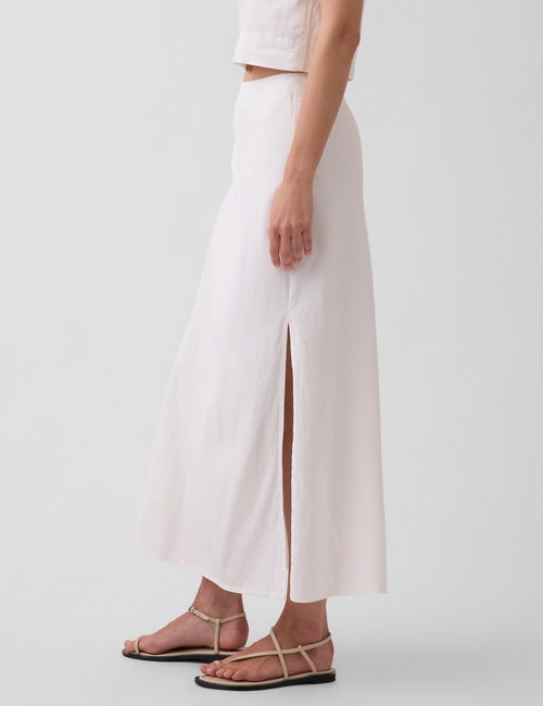 Linen-Blend Maxi Slip Skirt