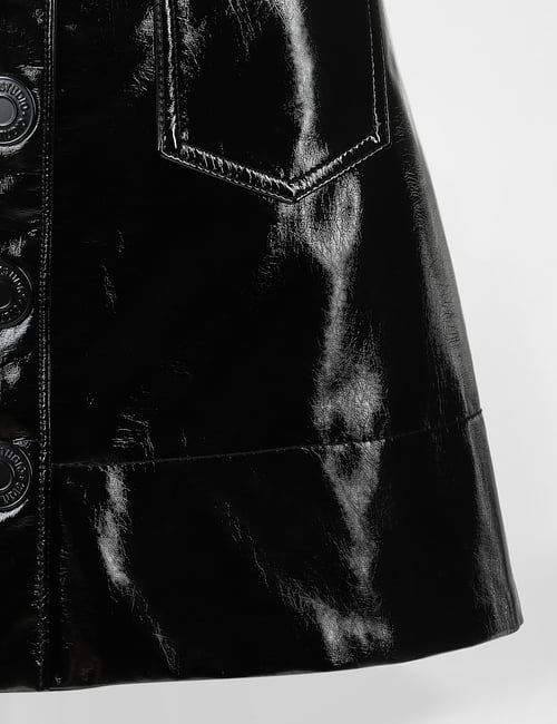 GAP STUDIO PATENT BUTTON FRONT MINI SKIRT