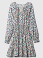 Relaxed Smocked Splitneck Mini Dress