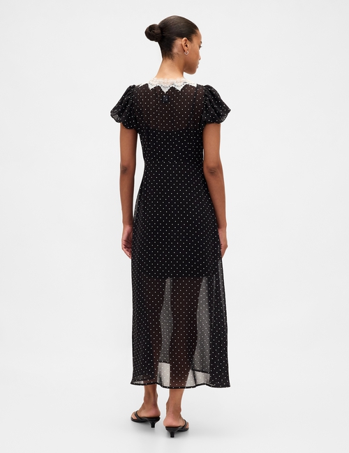 Lace-Trim V-Neck Maxi Dress