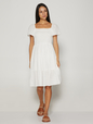Smocked Squareneck Midi Dress