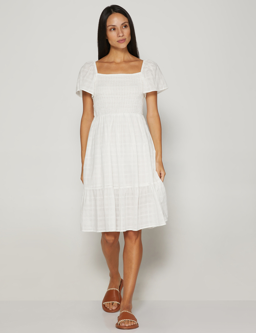 Smocked Squareneck Midi Dress