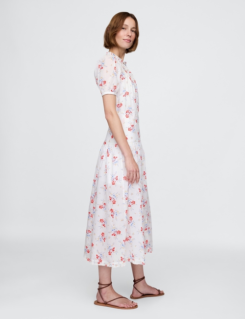 Gap × DÔEN Pintuck Floral Midi Dress