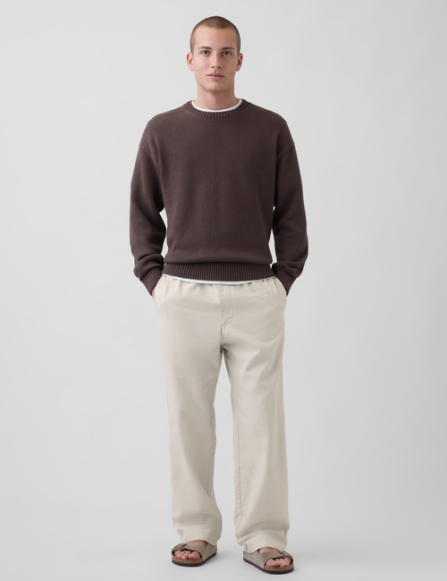 Linen-Cotton Relaxed Taper Pants