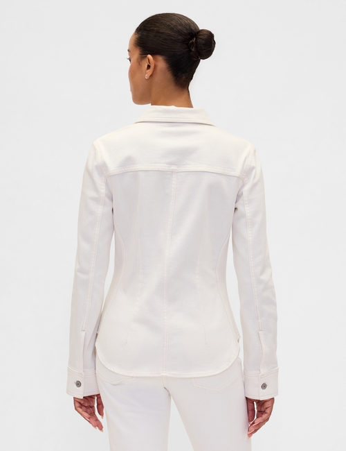 LONG DENIM CINCHED SHIRT- WINTER WHITE