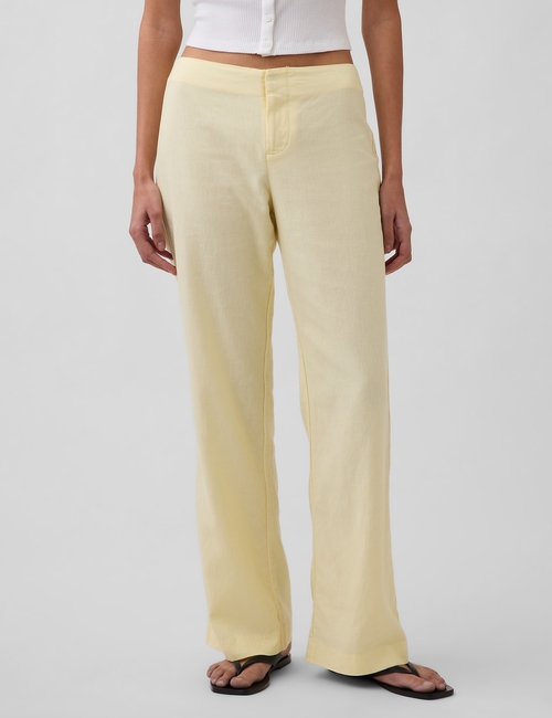 Low Rise Linen-Blend Flare Pants