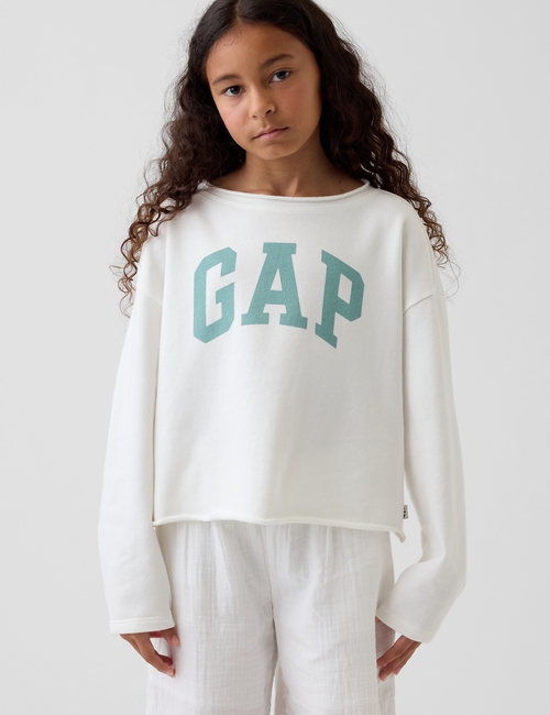 Kids French Terry Wide-Neck Logo Sweatshirt