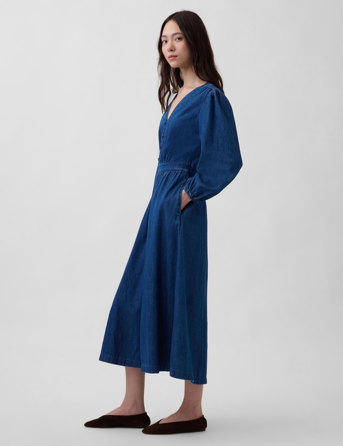 LS GATHERED MIDI DRESS - MED CHESTER
