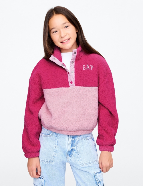 Kids Recycled Relaxed Sherpa Quarter-Snap Sweatshirt