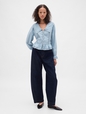 Collared V-Neck Peplum Top