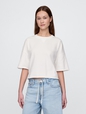 French Terry Cropped Rolled Hem Sweatshirt