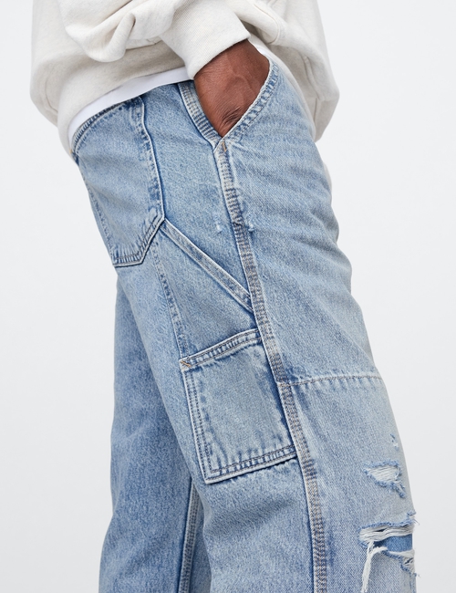 Railroad Striped Straight Carpenter Jeans