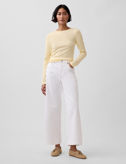 High Rise Stride Wide-Leg Ankle Jeans