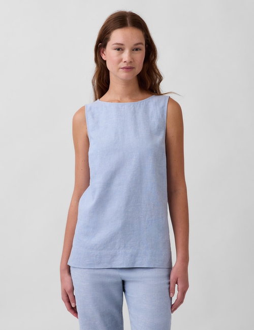 Linen-Blend Shell Tank Top