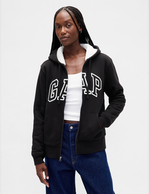 Relaxed Gap Logo Sherpa-Lined Zip Hoodie