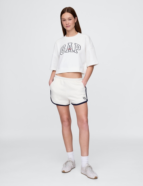 VintageSoft Cropped Elbow-Sleeve Sweatshirt