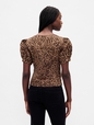 Puff-Sleeve Seamed Top