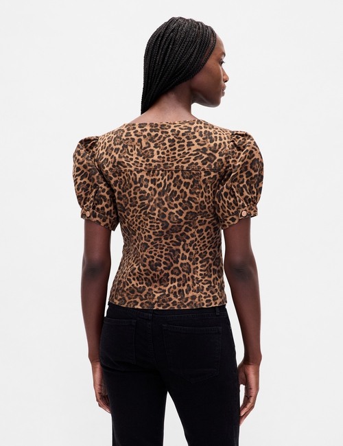 Puff-Sleeve Seamed Top