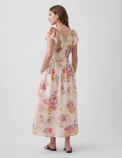 Floral Voile Smocked Maxi Dress