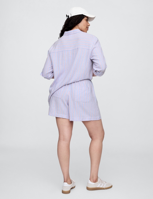 4" Mid Rise Pull-On Linen-Blend Shorts