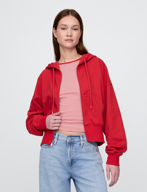 French Terry Oversized Zip Wedge Hoodie