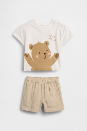 B K2W SS GRAPHIC TEE WVN SHORT SET