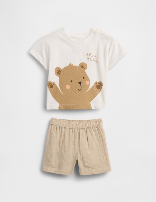 B K2W SS GRAPHIC TEE WVN SHORT SET