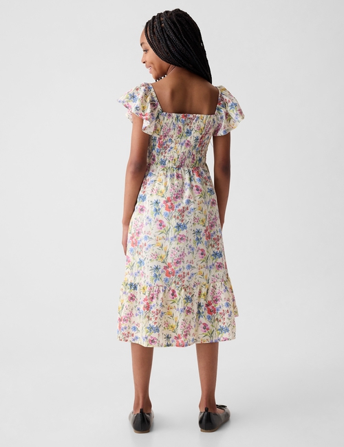 فستان بأكمام فراشة وطبعة للأطفال