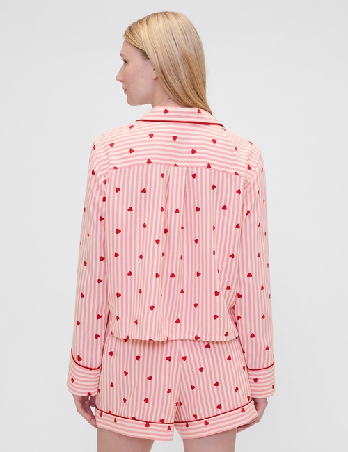 GAP X SUMMER FRIDAYS PJ FLANNEL TOPSTRIPE HEARTS