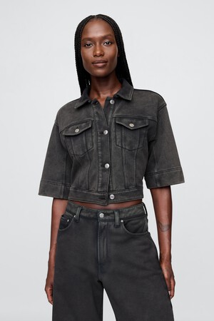 Heavyweight French Terry Denim Cropped Jacket