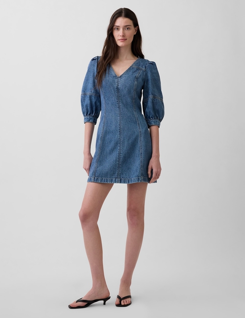 SS PUFF VNECK MINI DRESS - MED PEYTON