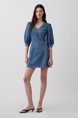 SS PUFF VNECK MINI DRESS - MED PEYTON