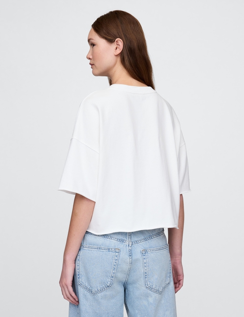 French Terry Cropped Rolled Hem Sweatshirt