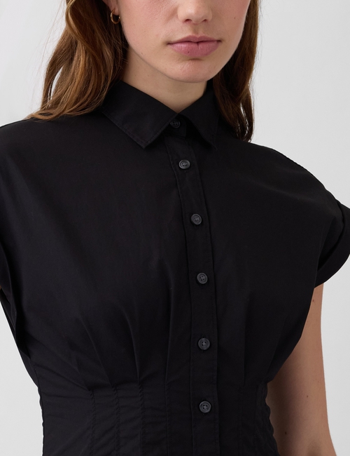 Poplin Cinched Midi Shirtdress