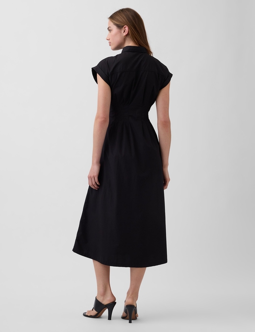 Poplin Cinched Midi Shirtdress