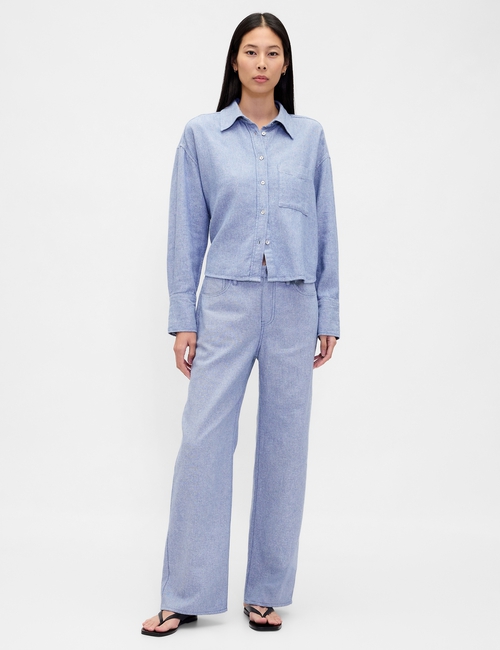 LS STRAIGHT HEM SHIRT - FAUNA TWILL