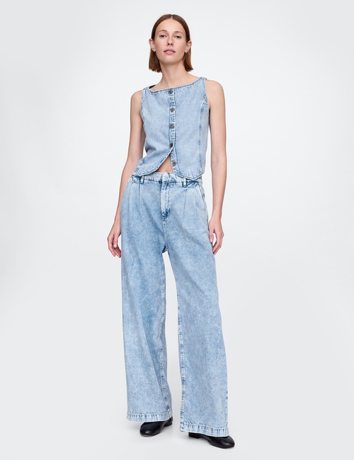 365 High Rise UltraSoft Pleated Denim Trousers