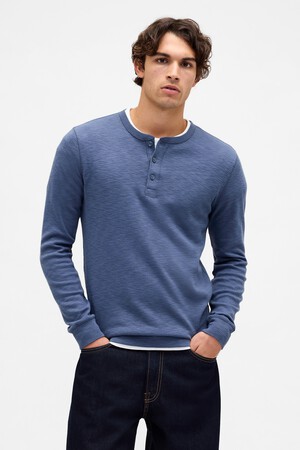 Double-Knit Henley T-Shirt