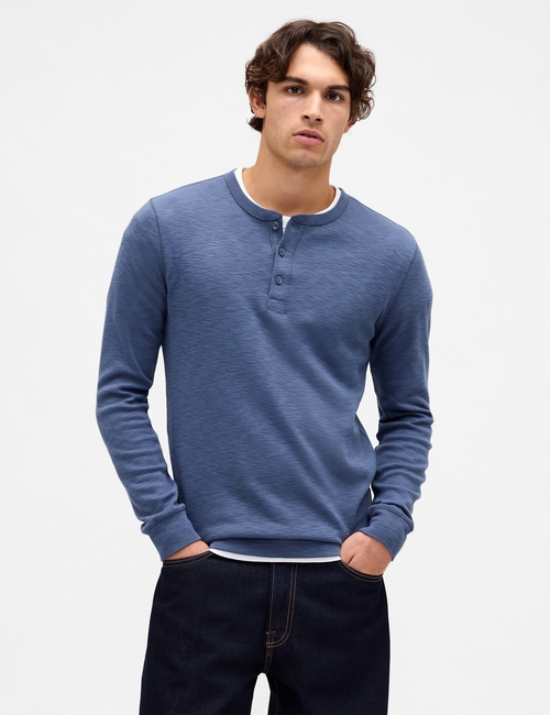 LS DOUBLE KNIT HENLEY