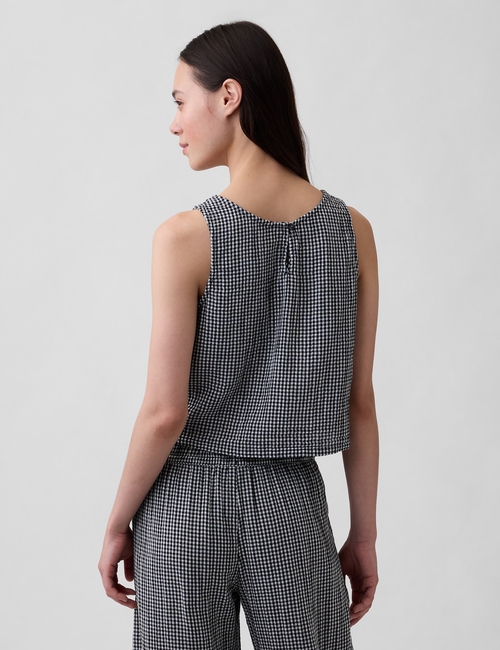Cotton Gauze Racer Shell Tank Top