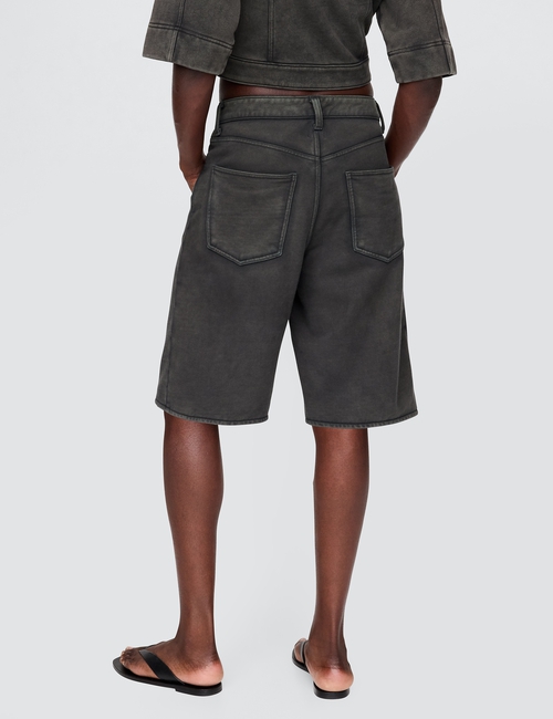 11" Mid Rise French Terry Denim Longline Shorts