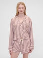 GAP X SUMMER FRIDAYS PJ FLANNEL TOP STRIPE BOXY FI