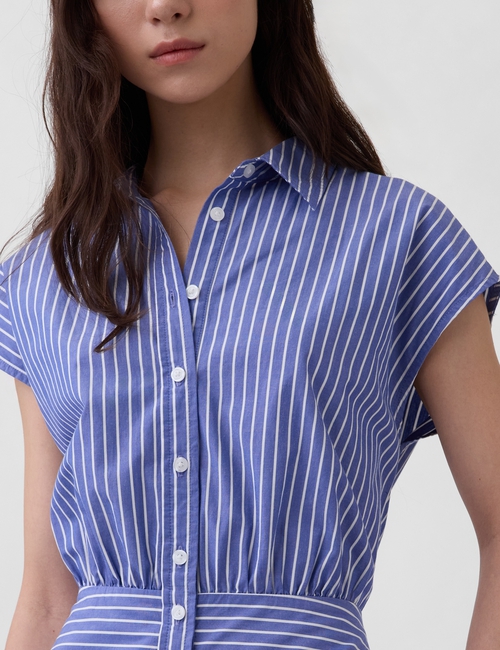 Poplin Drop-Waist Maxi Shirtdress