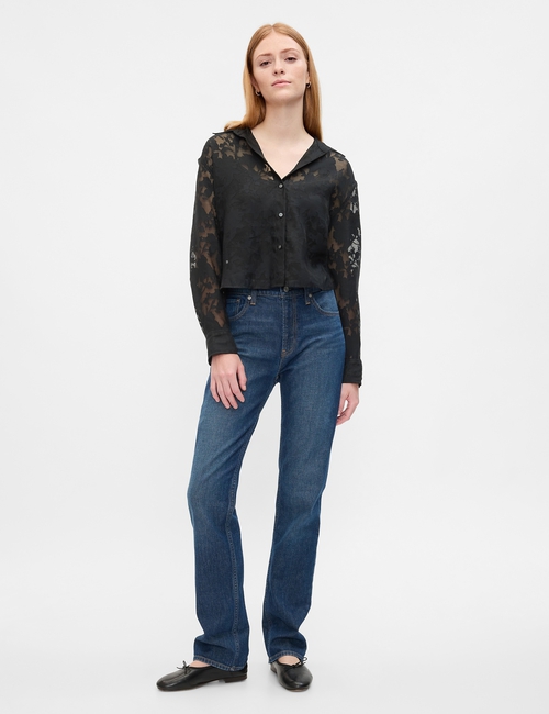 Oversized Cropped Floral Shirt